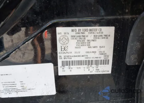 2016 Ford Edge Sel из США, поврежденный, VIN 2FMPK4J84GBC46770